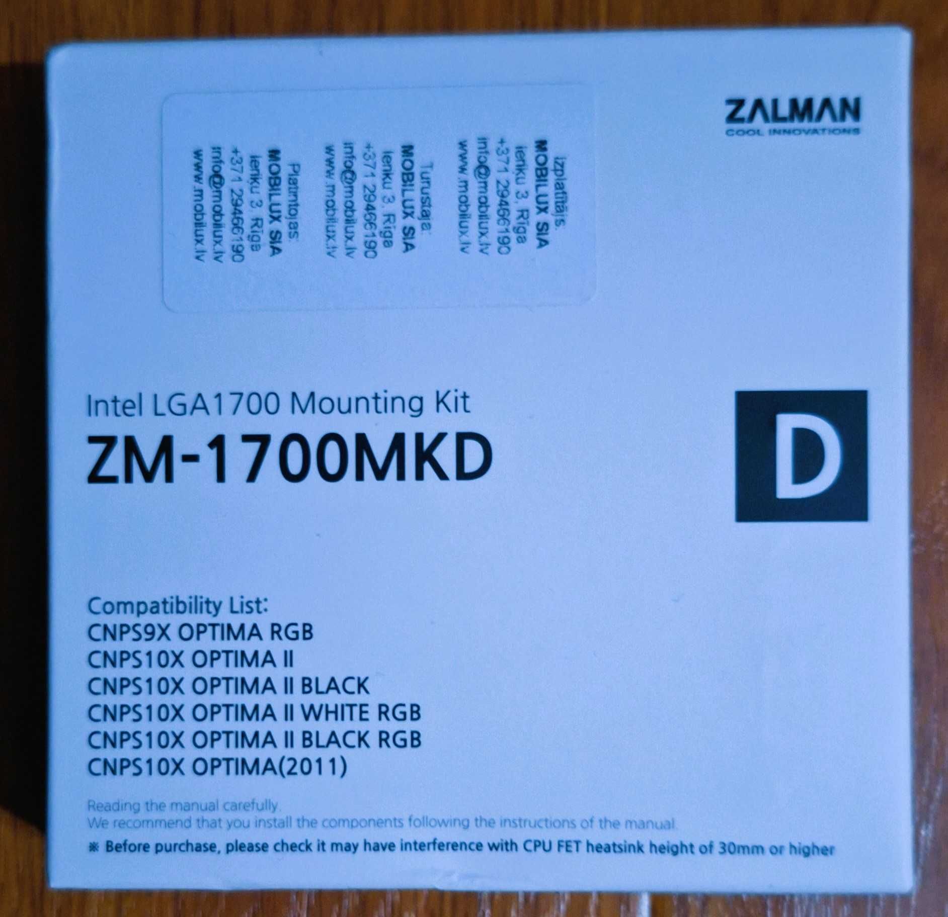 Cooler CPU Zalman CNPS10X Optima & ZM-1700MKA Intel LGA1700