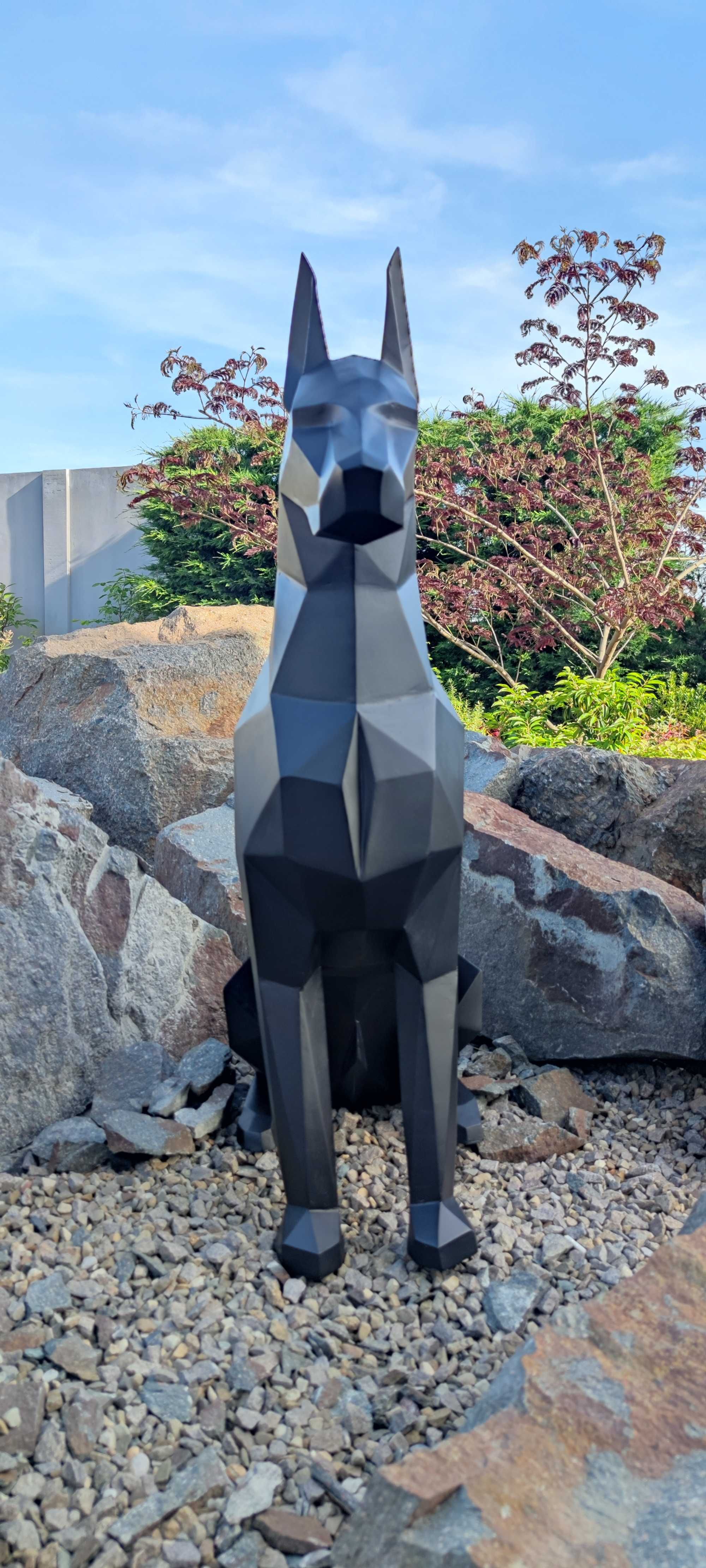 Doberman – modern art, sculptura in metal, decoratiune exterior