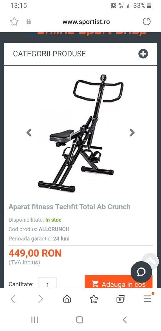 Aparat fitness Techfit Total Ab Grunch