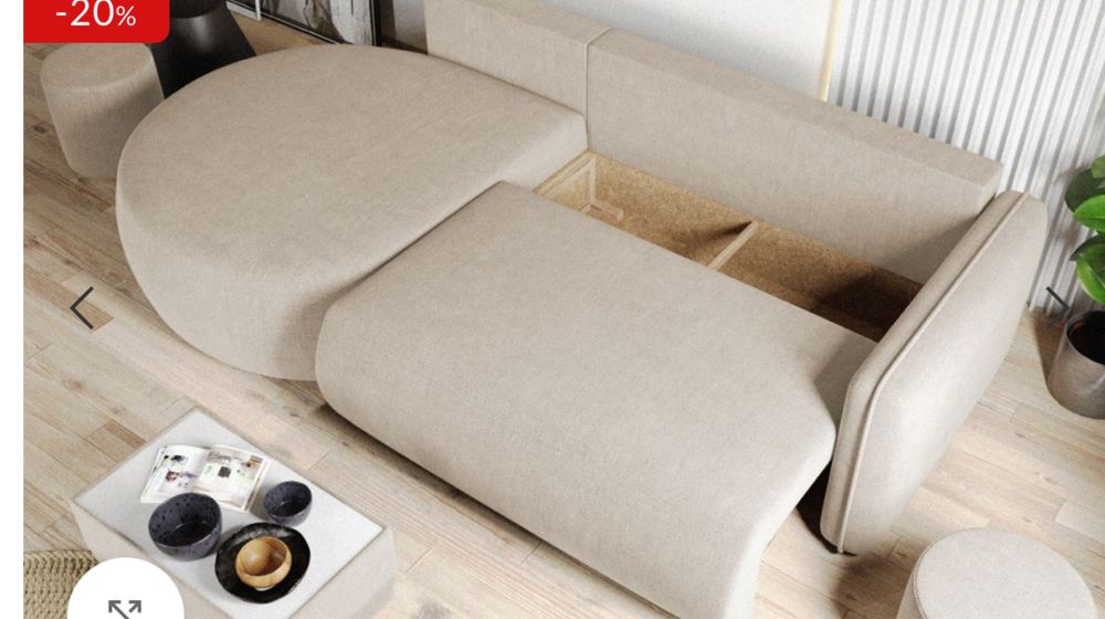 Coltar crem plusat extensibil +masuta+ taburet