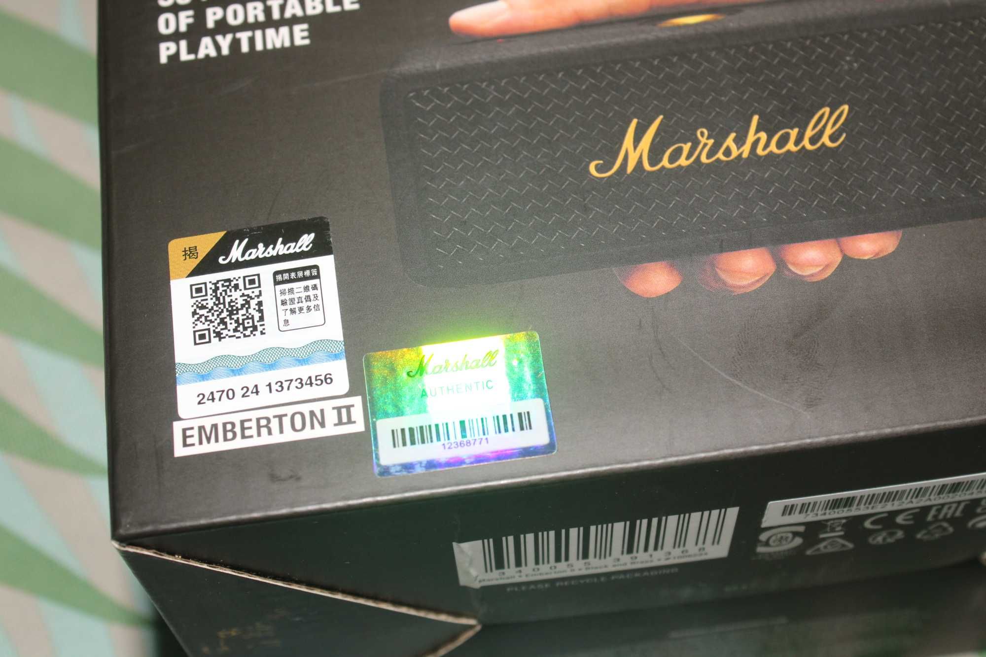 Оригинална тонколона Marshall Emberton II Bluetooth, Черна