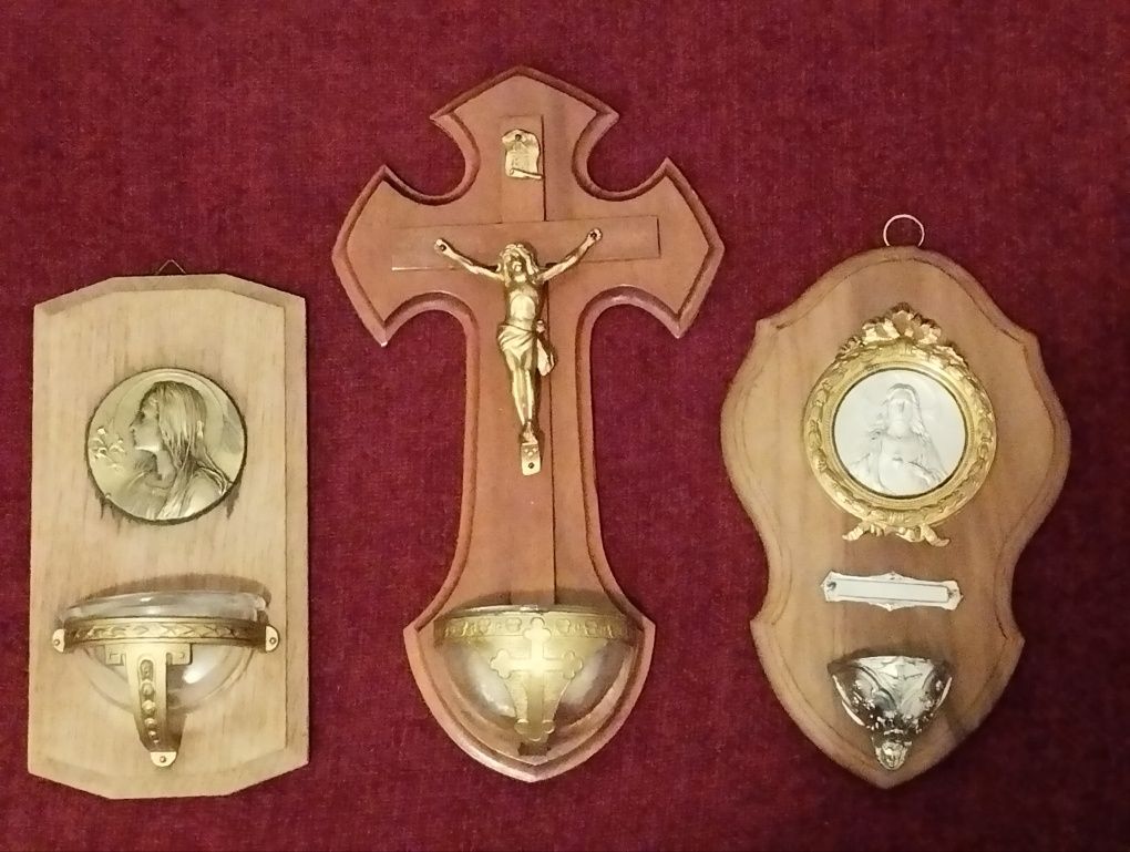 Candele cu  Isus Hristos si Maica Domnului, decor religios, vintage -