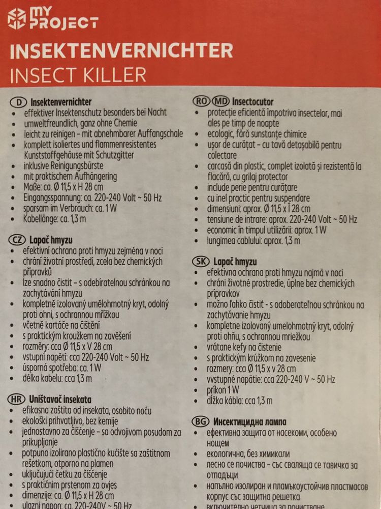Insectocutor/aparat tantari/insecte