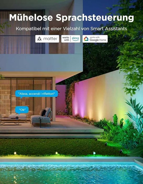 Нови 4 бройки в комплект LED прожектори Govee, IP67 водоустойчиви двор