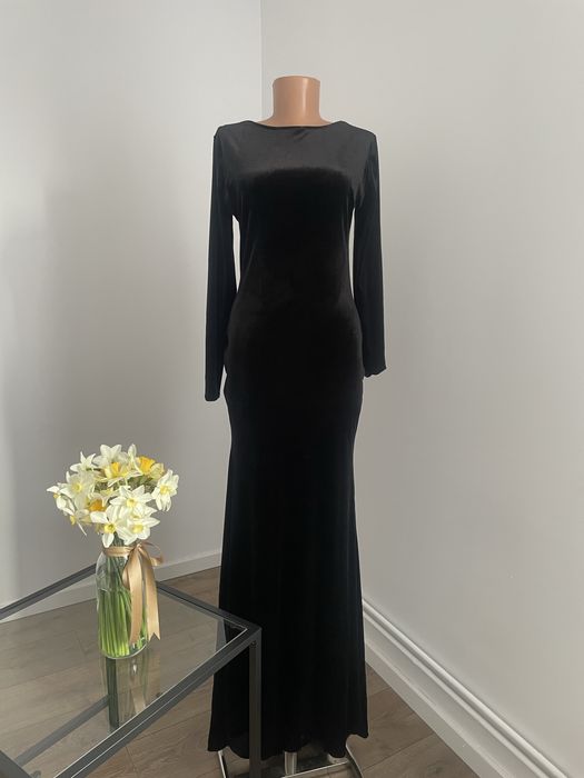 Rochie lunga cu trena eleganta neagra S