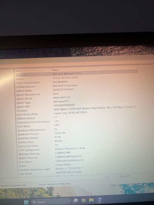Laptop acer aspire 3