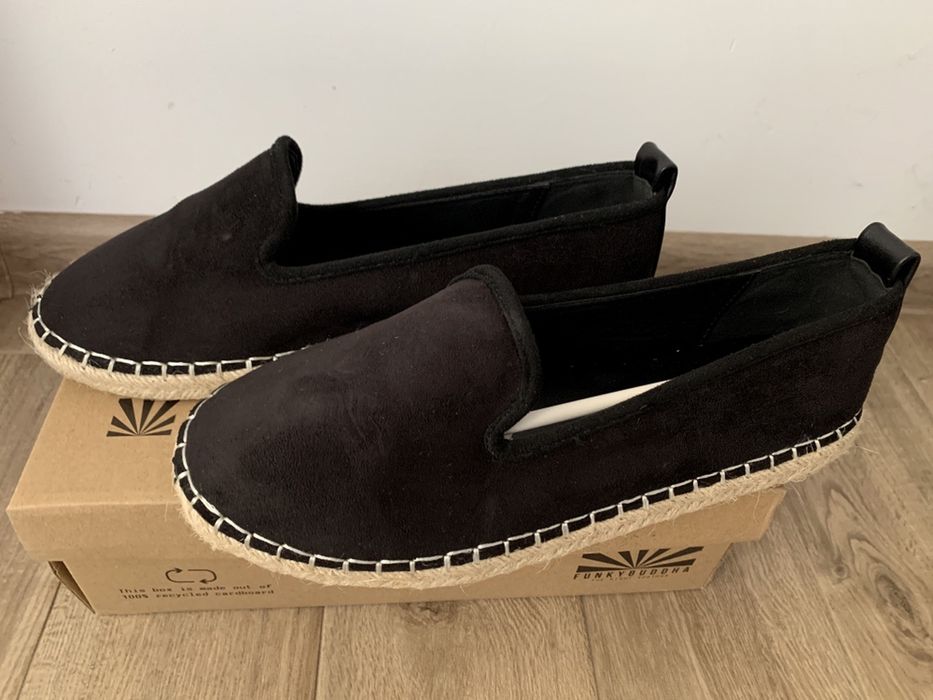 Espadrile negre din piele intoarsa sintetica
