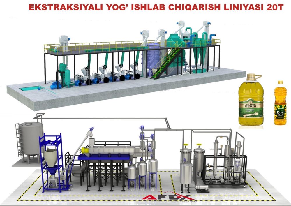 Завод по производству хлопкового масла Yog’ ishlab chiqarish 20T/sutka