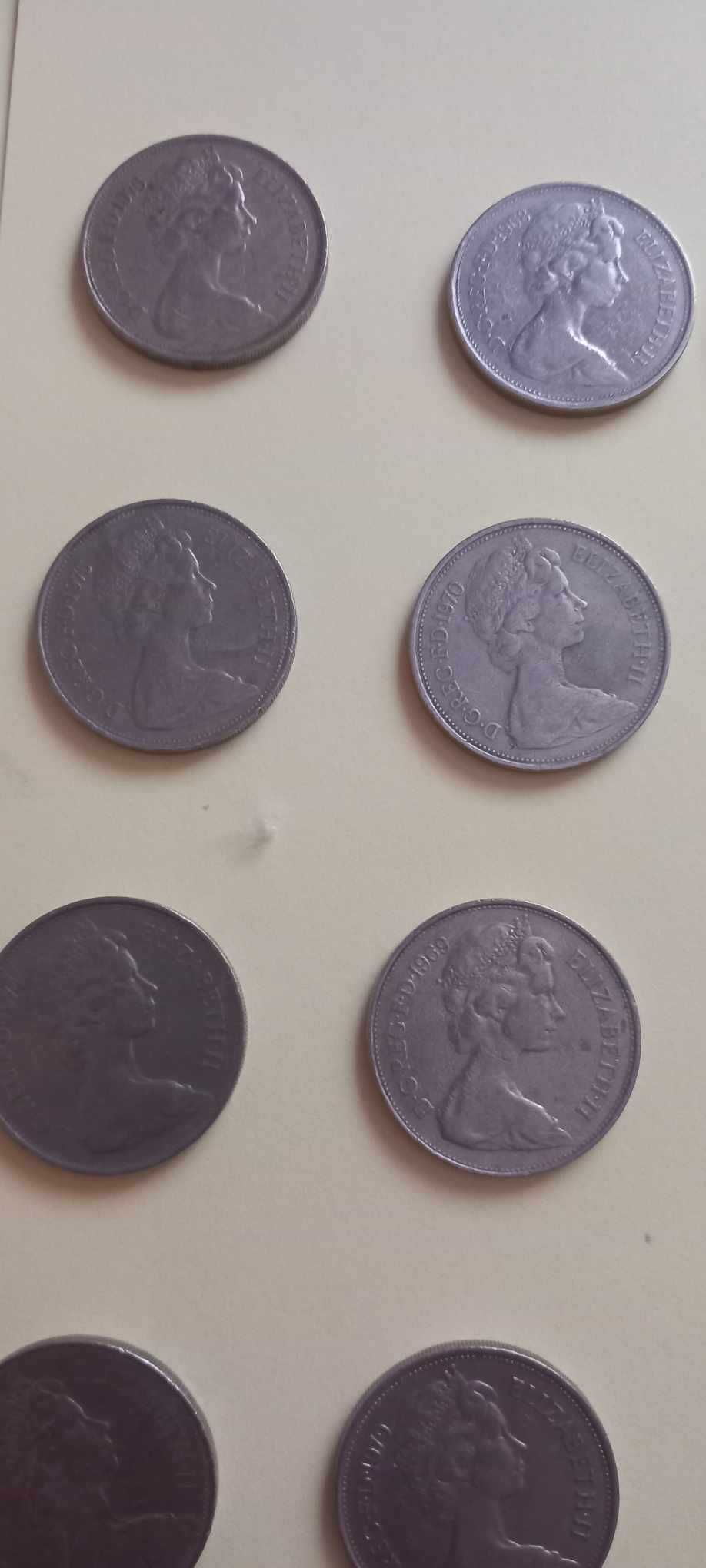 lot 50 monede Marea Britanie anii  60-80