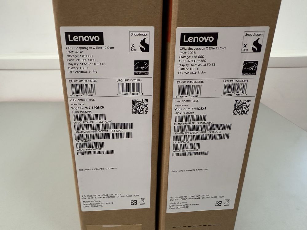 Laptop Lenovo Slim7 14Q8X9, 14,5”, 3K, X Elite 12 Core, 32GB, 1TB SSD