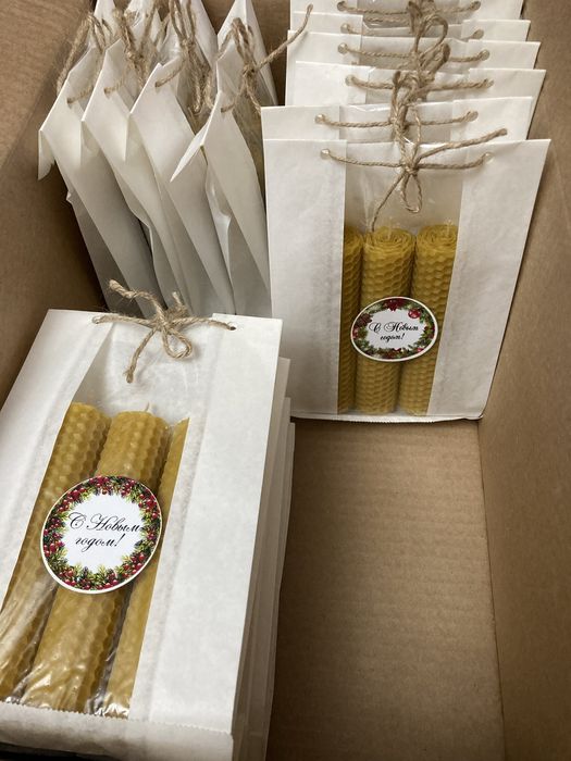 Свечи из вощины, подарки на новый год