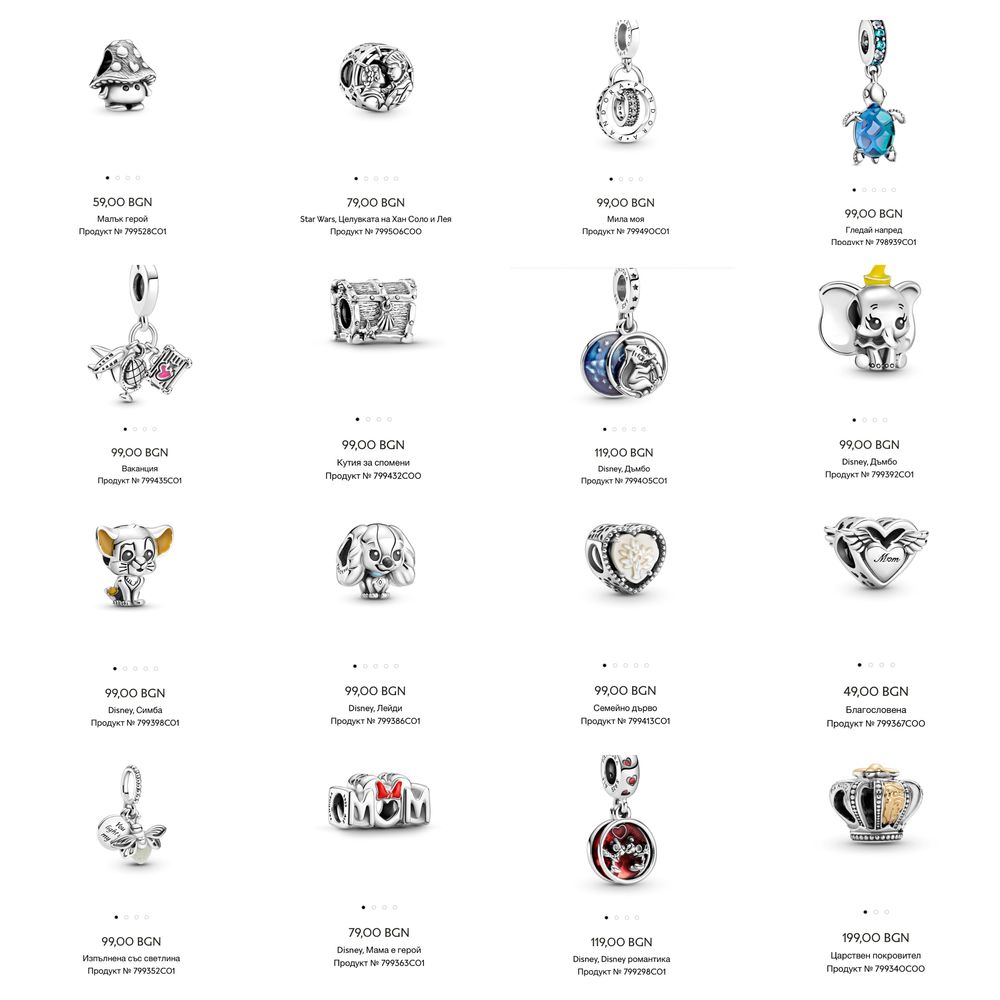 Талисмани Пандора гривни Pandora charms
