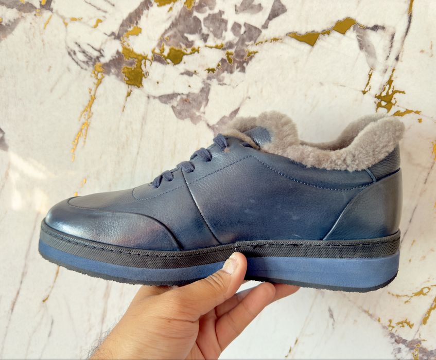 Мужская кожаная обувь с натуральным мехом