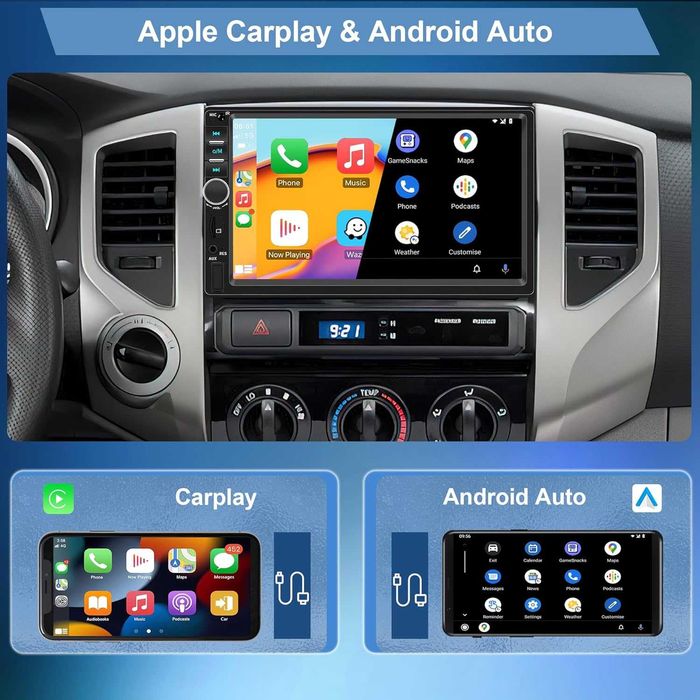 НОВА! 2DIN 7” CarPlay/Android Auto мултимедия, Bluetooth, камера