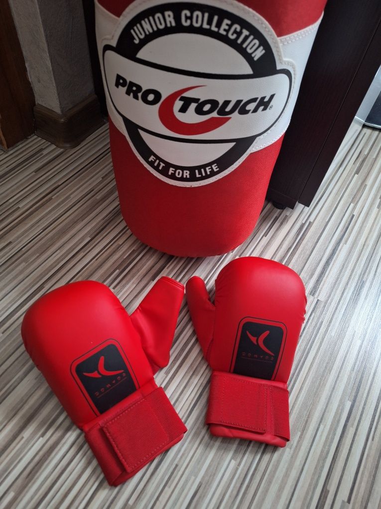 Set sac box Pro Touch + mănuși Domyos pt copii.