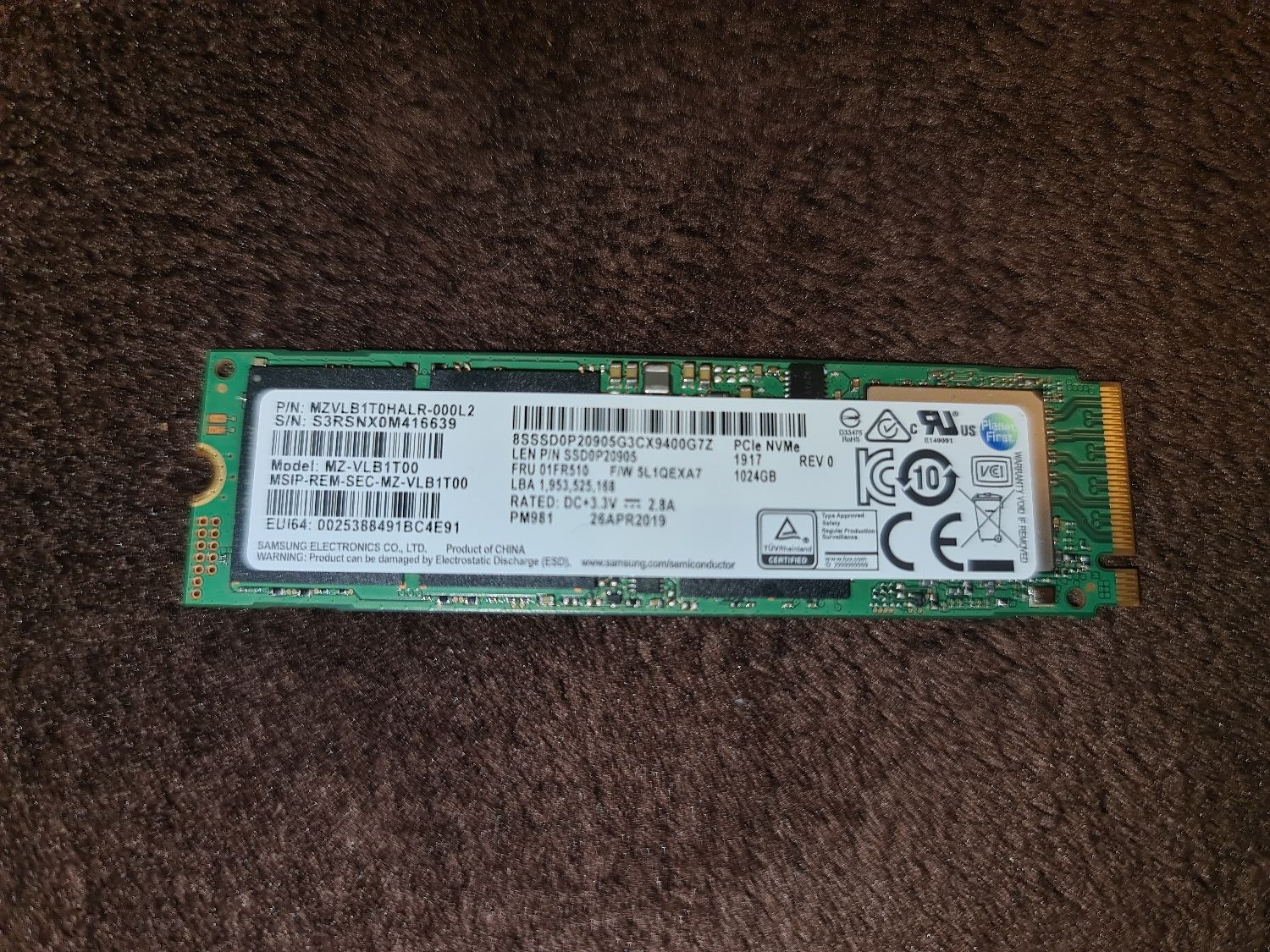 SSD 1TB Samsung NVMe M.2