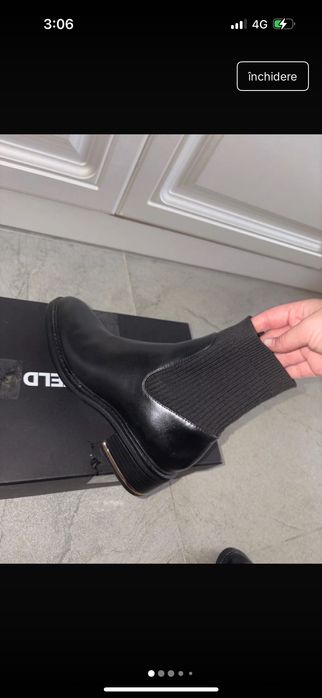 Botine Zara negre, tip Chelsea din piele naturala, noi, doar probate