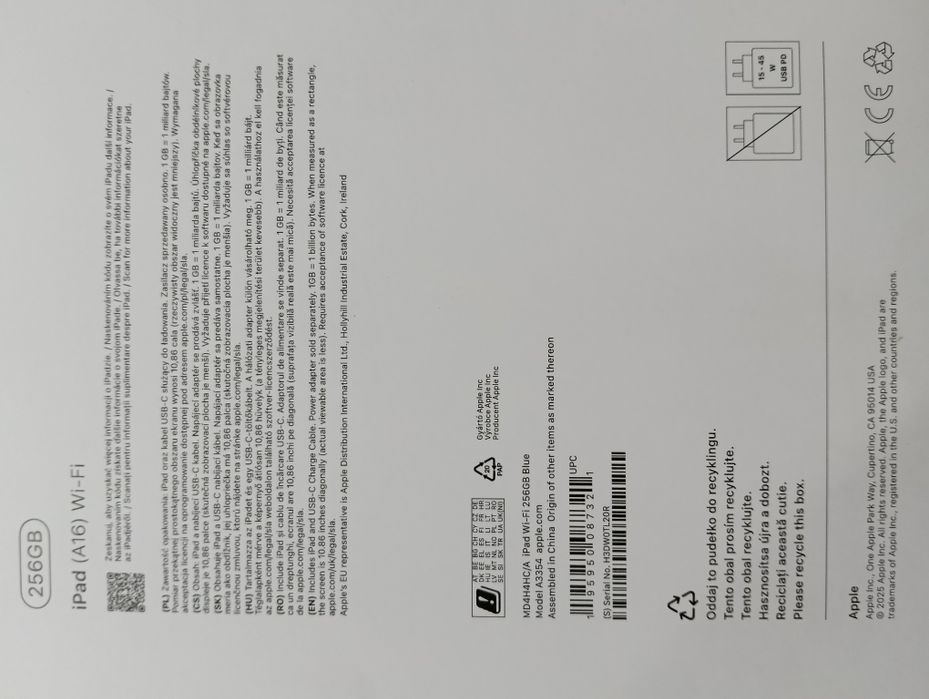 Tabletă Apple iPad A16 Wi-Fi 256GB nouă sigilată