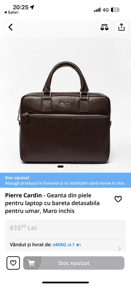 Vând geantă din piele naturală Pierre Cardin