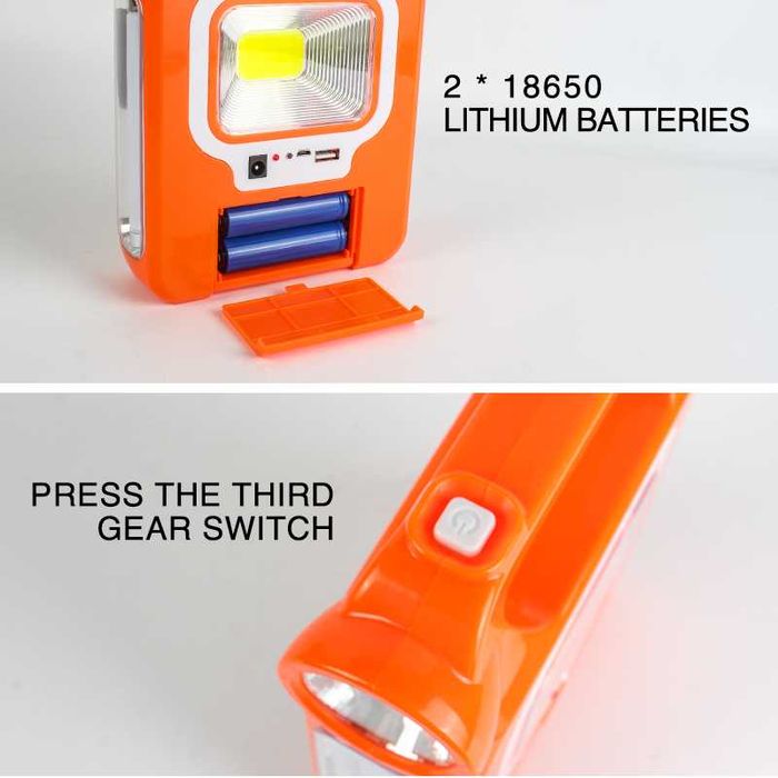 Lanterna cu dock incarcare, bec pe fir, panou solar