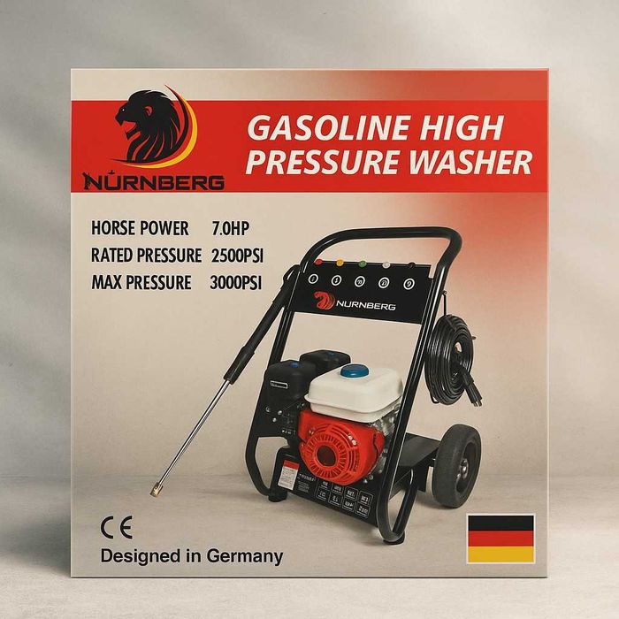 Бензинова водоструйка Nürnberg 7.0 HP – 3000 PSI мощ за безкомпромисно