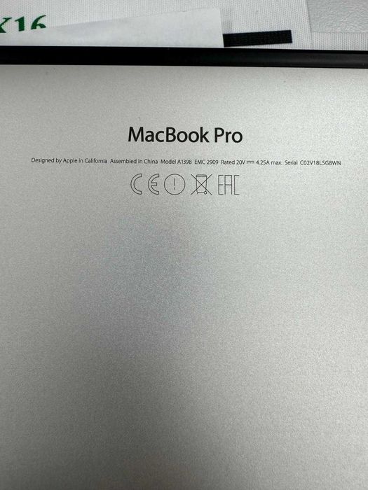Macbook Pro Retina 15'' A1398 16GB RAM 256GB SSD