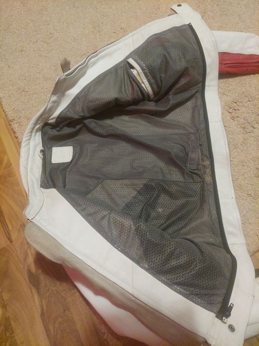 Geaca moto Hein Gericke,piele naturala- rosu,alb,negru ,54