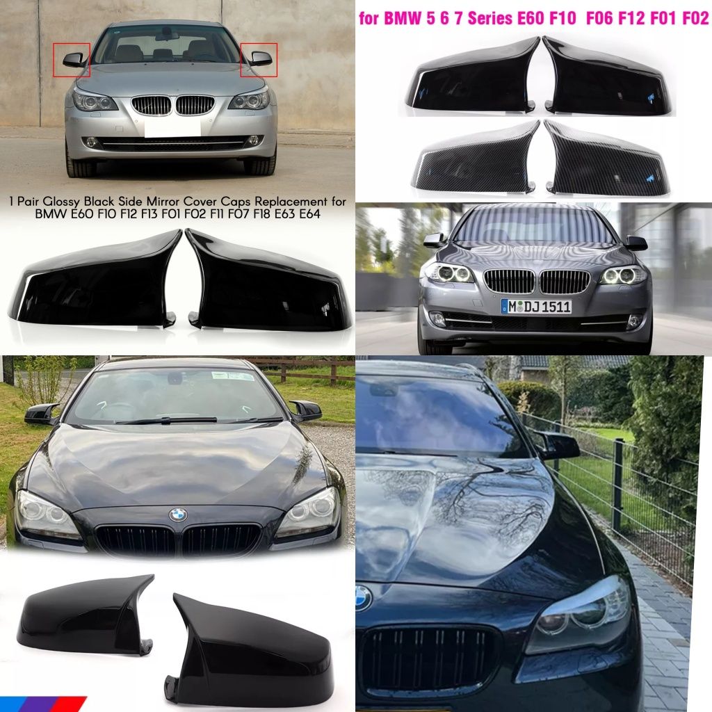 Capace oglinzi Bmw M Seria 5 6 7 E60 F07 F10 F18 E63 F06 Negru Lucios