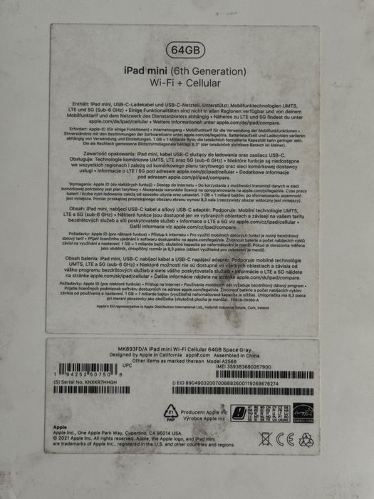 Apple iPad Mini 6 2021 64Gb cu sim 5G cellular MDM citeste descrierea!