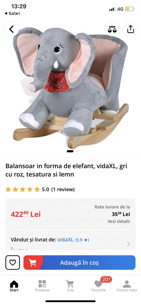 Balansoar Elefant cu sunete