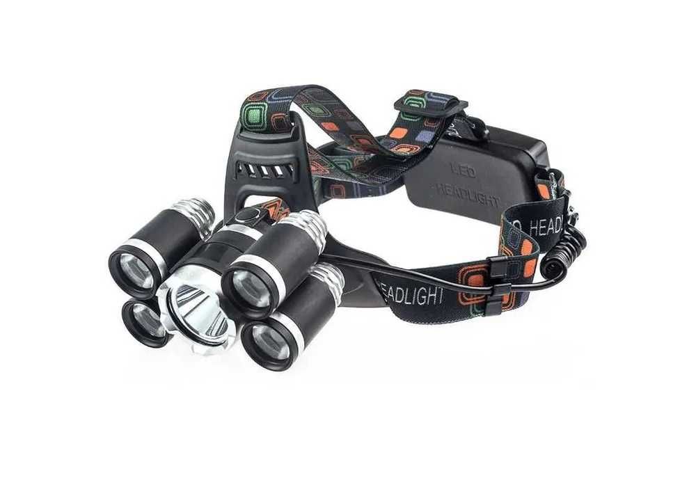 Lanterna frontala Boruit 5 LED Cree T6/R5, 30W, 2 acumulatori
