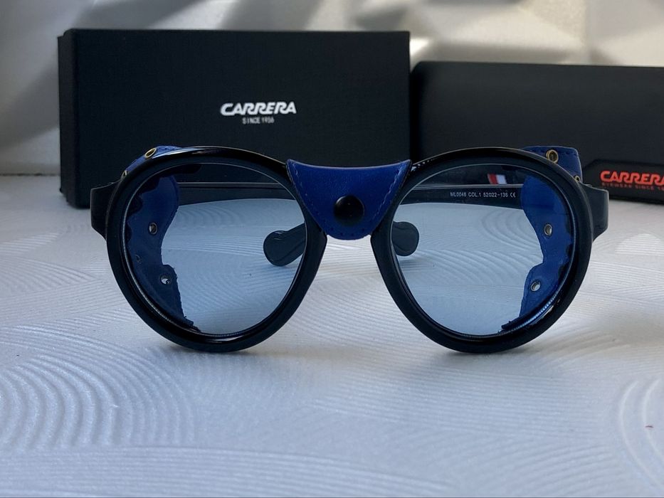 Мъжки слънчеви очила с кожа кръгли carrera 2 цвята черни сини