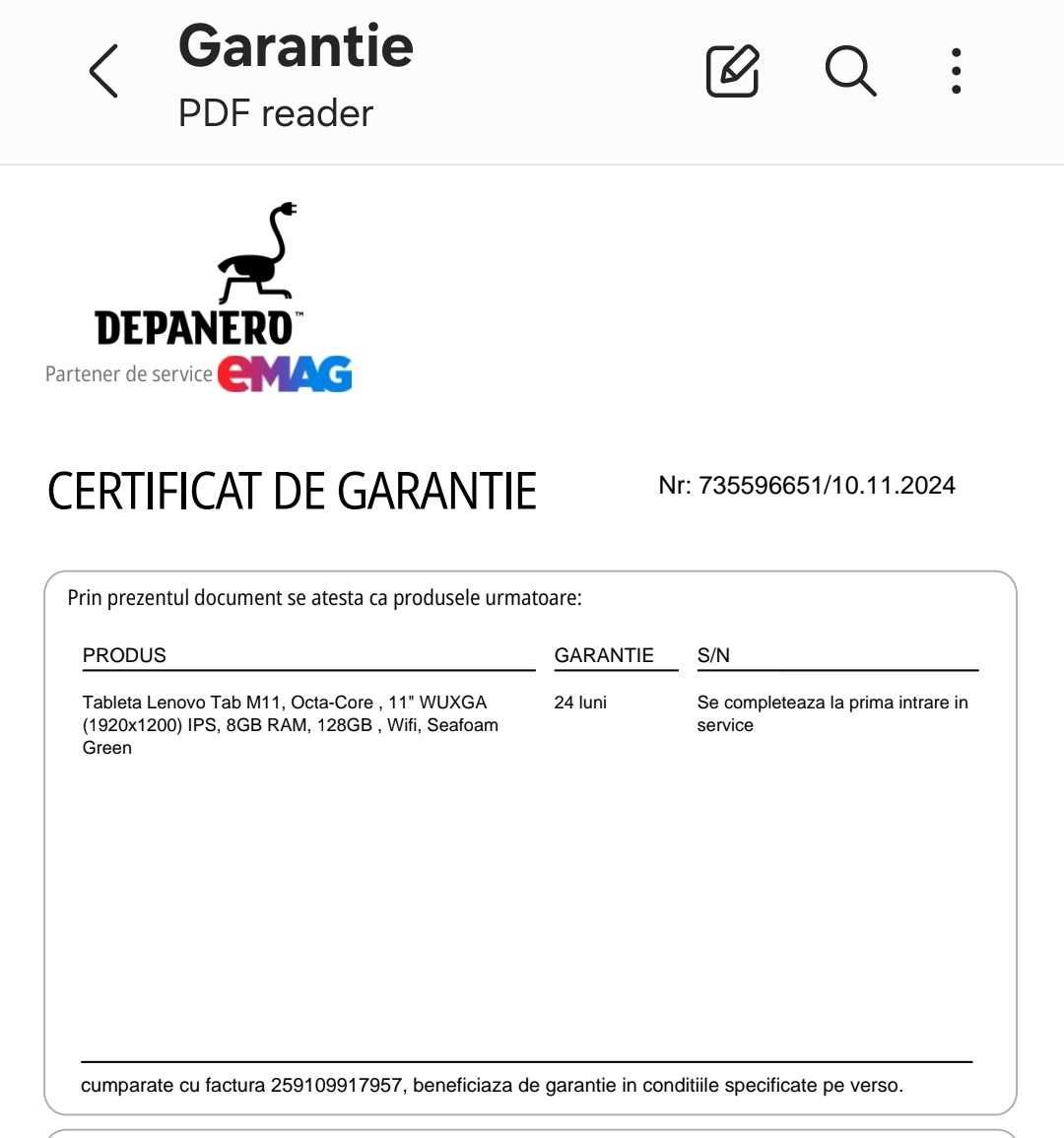 Tableta LENOVO M11, 8GB RAM, 128GB, GARANTIE -> OCT 2026 + Tastatura