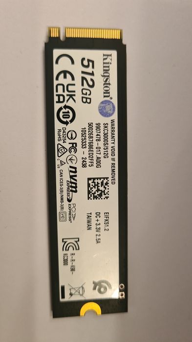 Продам почти новый nvme 512gn kingstone