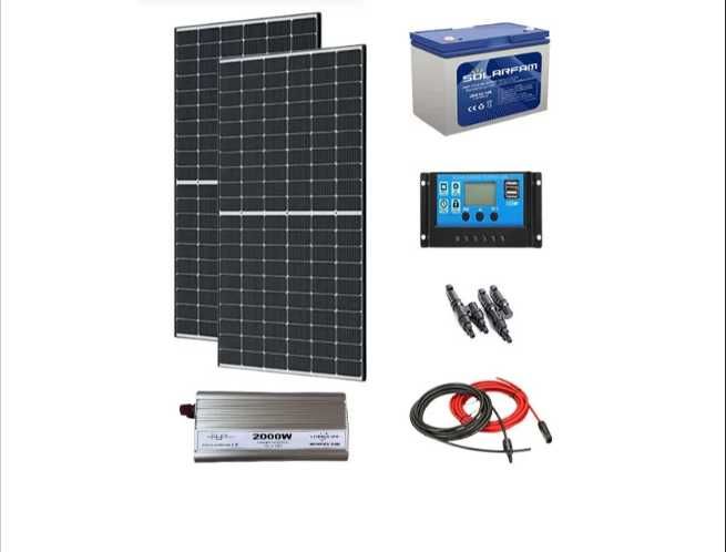 kit solar panou 100W-180Wcu invertor de  2000W cu baterie100a iluminat