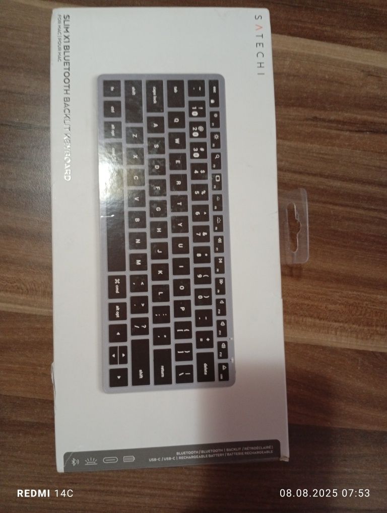 Клавиатура Satechi Slim X1 Bluetooth, Безжична, Подсветка, US, Космиче