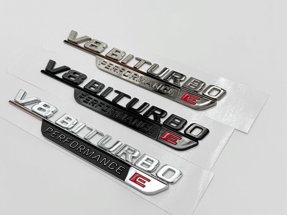 Set Embleme Compatibile Mercedes V8 Biturbo E Performance negru