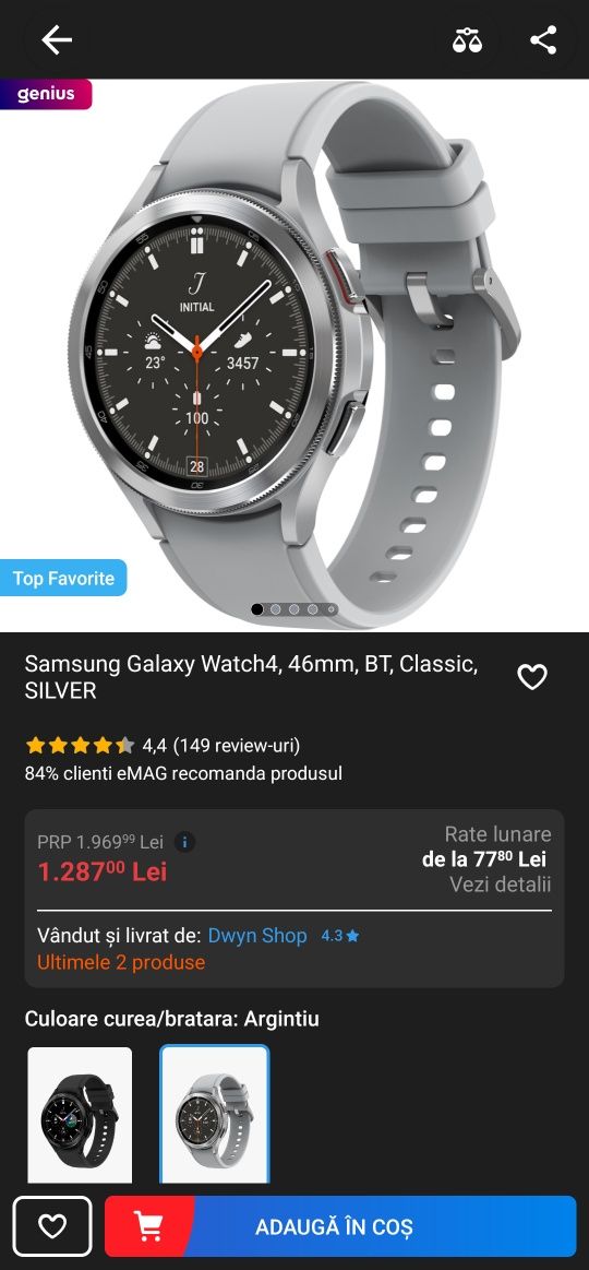 Samsung Galaxy Watch4 BT 46mm Classic Silver