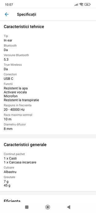 Casti In-Ear Technics EAH-AZ60M2EA, True Wireless, Hybrid Noise Cancel