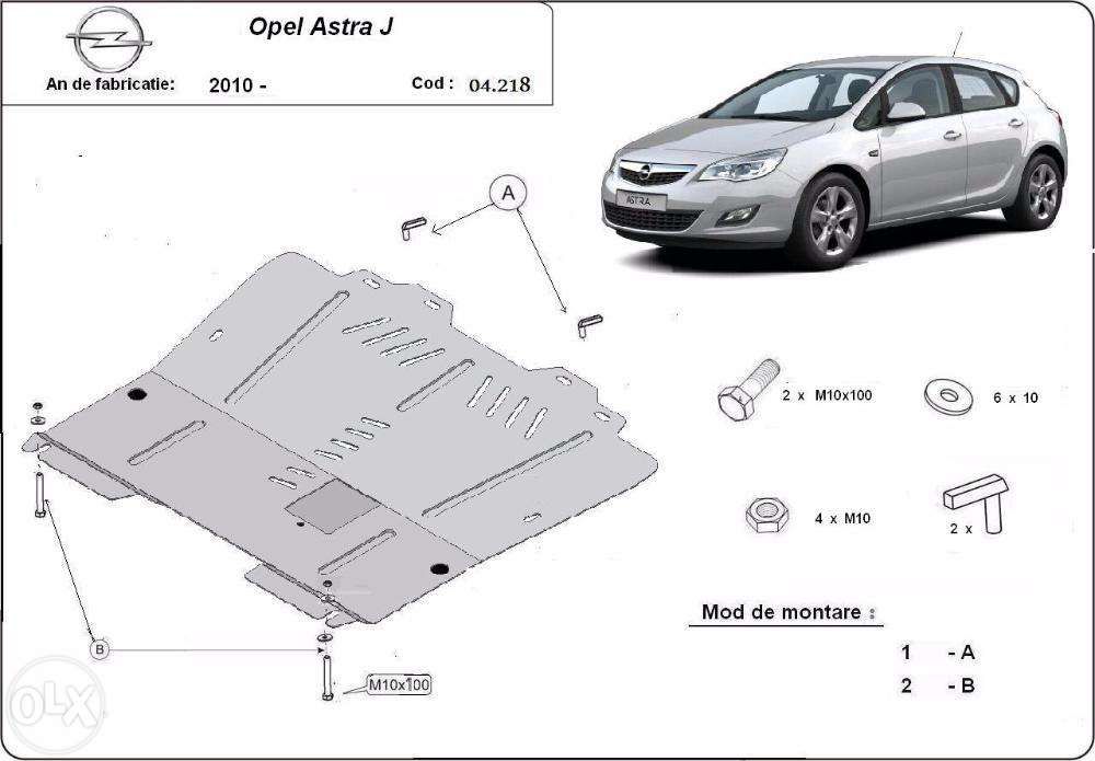Scut metalic pentru motor Opel Astra I/J 2010-2016 - otel 2mm
