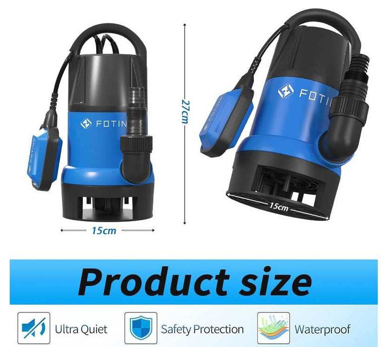 FOTING 900 W преносима потопяема помпа за мръсна/чиста вода