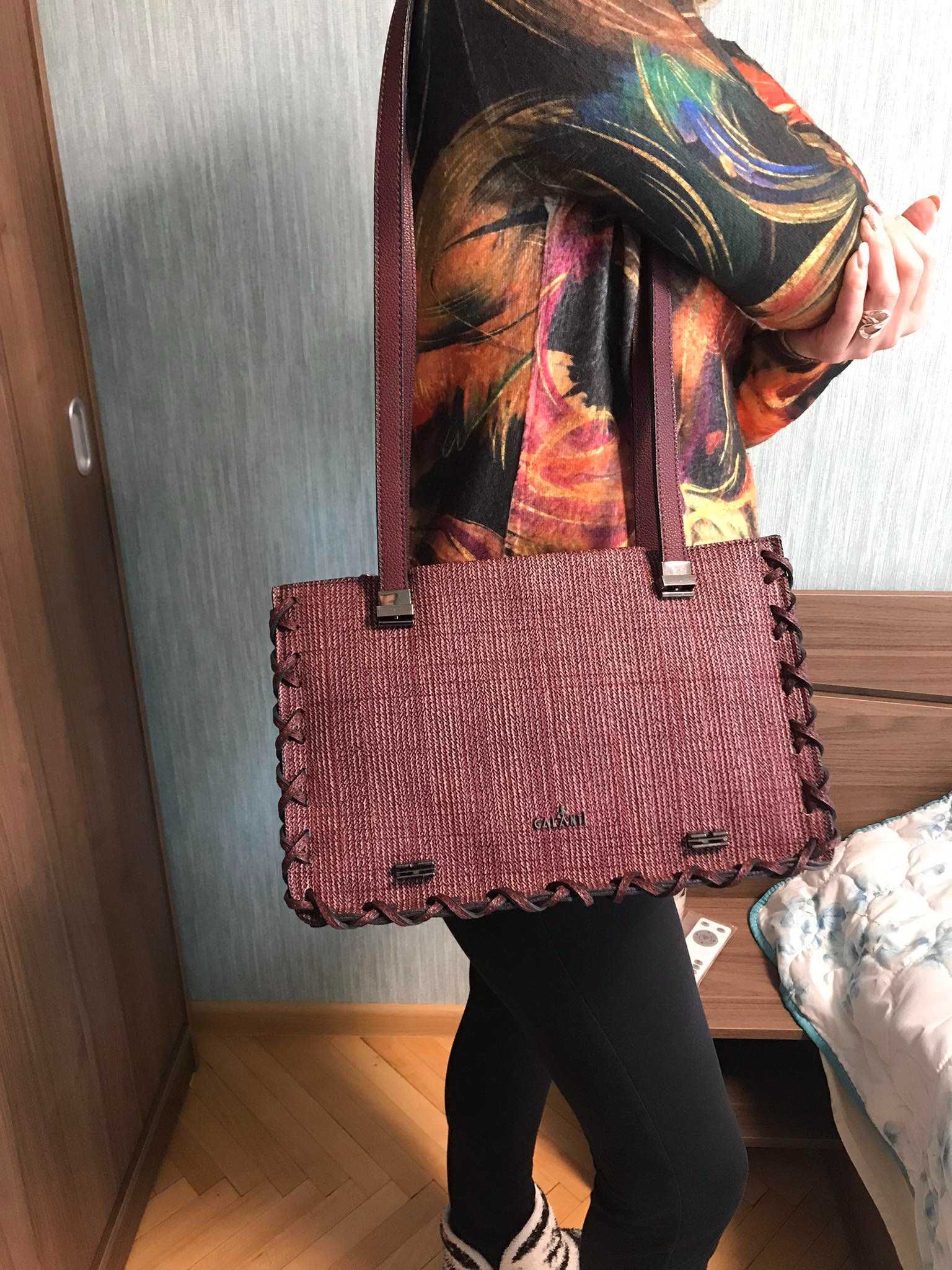 дамска кожена чанта 3 в 1 - НОВА - цвят бордо