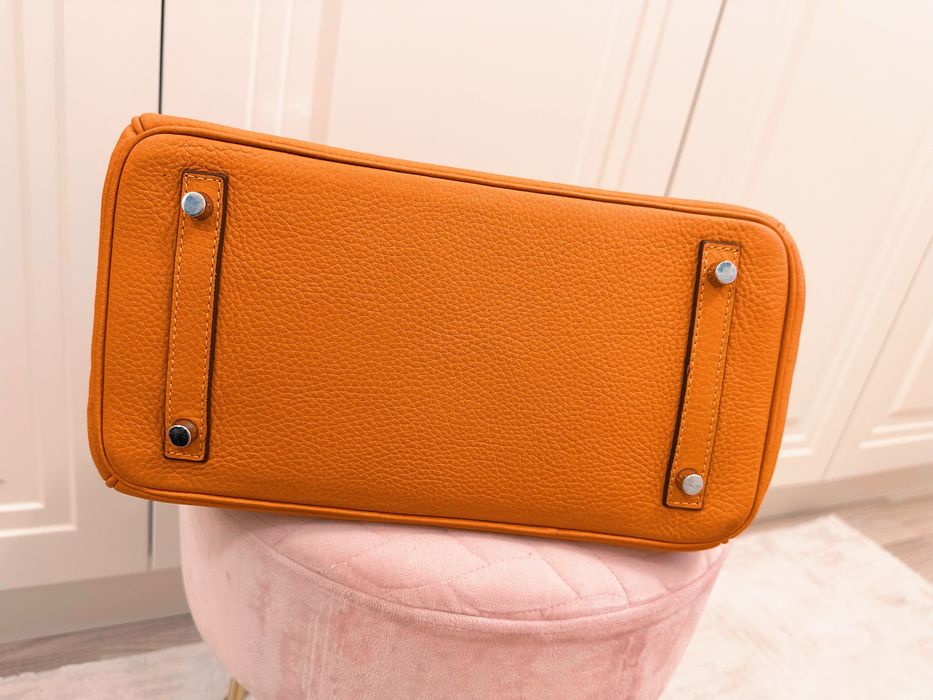 Geantă din piele naturală inspirată de Birkin 30 – portocaliu