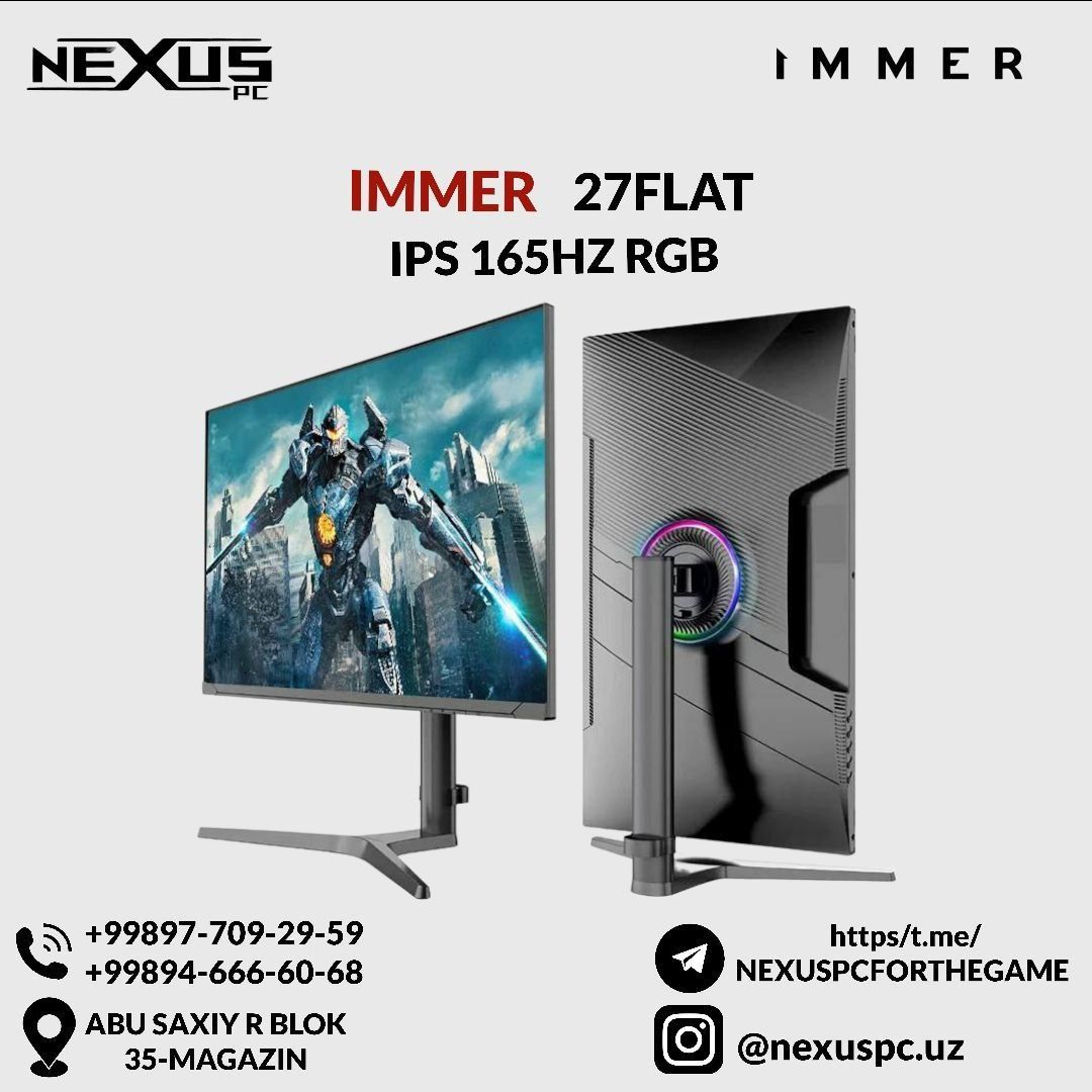 NEW Gaming Monitor  IMMER 27 Flat, Ips ,165Hz FHD