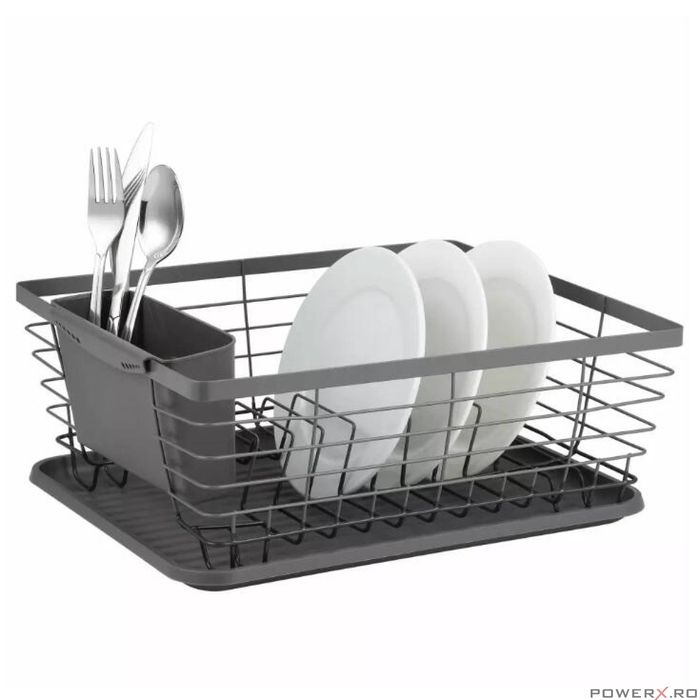 Suport pentru vase, gri, otel-plastic 36,3 x 30,2 x 14,5 cm, Kinghoff