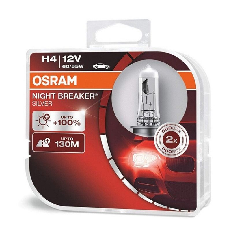 Set 2 becuri auto Osram H4 Night Breaker Silver +100%, 60/55W, 12V