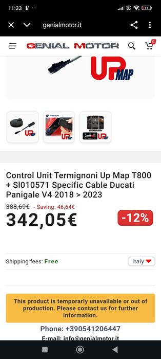 UpMap Up Map T800 Termignoni Tuning Motocicleta + Cablu Ducati Panigal