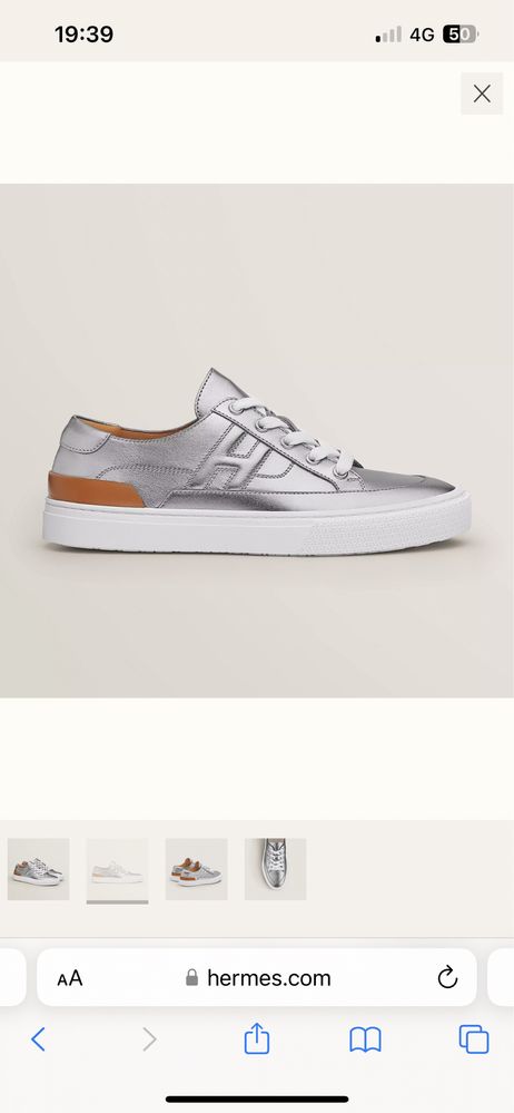 Sneakers dama Hermes Deep metallic silver,produs original.