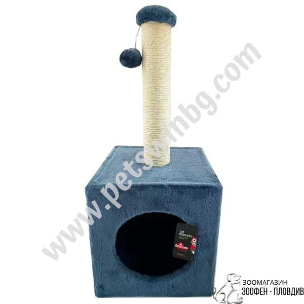 PetInterest Cube Cat Tree Blue 31/31/67см - Драскало за Коте с Къщичка