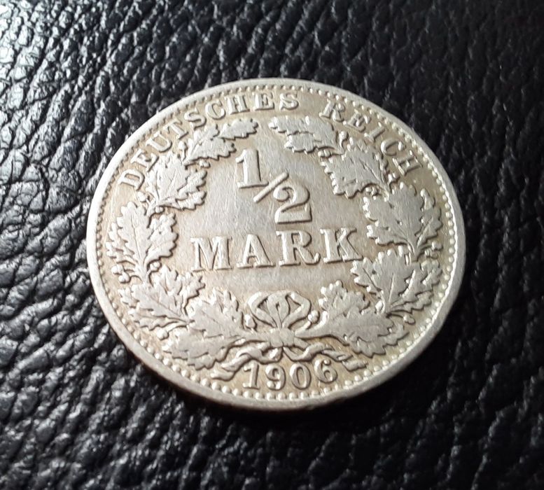 Стара сребърна монета 1/2 марка 1906 г.буква А- Германия- перфектна